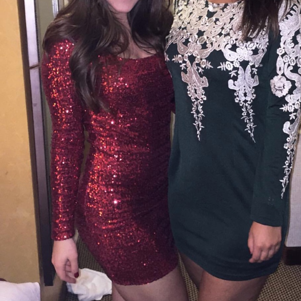 Red all-over sequin party dress!